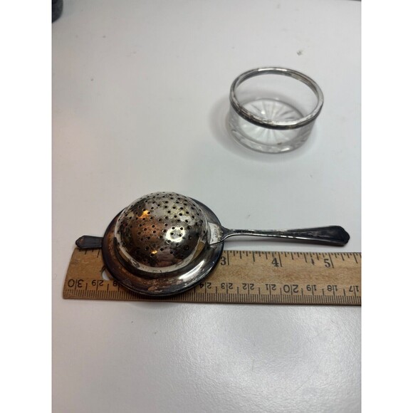 Hallmarked Watson Sterling Silver Tea Strainer WITH Drip Tray - Picture 9 of 12